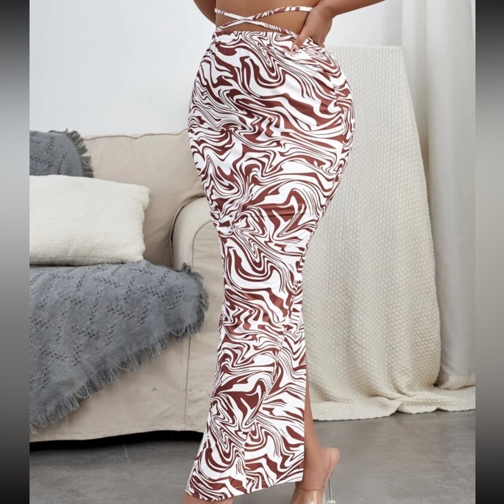Printed Criss Cross Maxi Skirt